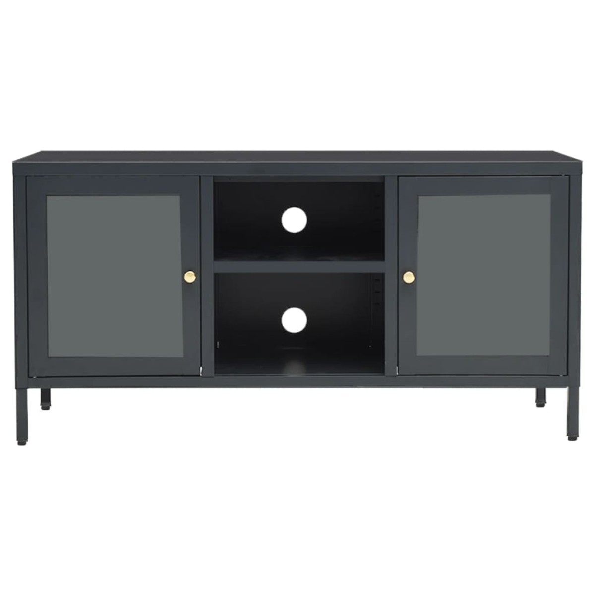 vidaXL Έπιπλο Τηλεόρασης Ανθρακί 105 x 35 x 52 εκ από Ατσάλι και Γυαλί
