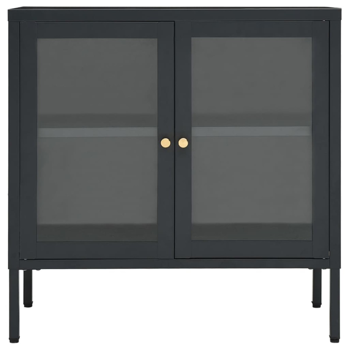 vidaXL Μπουφές Ανθρακί 70 x 35 x 70 εκ. από Ατσάλι και Γυαλί