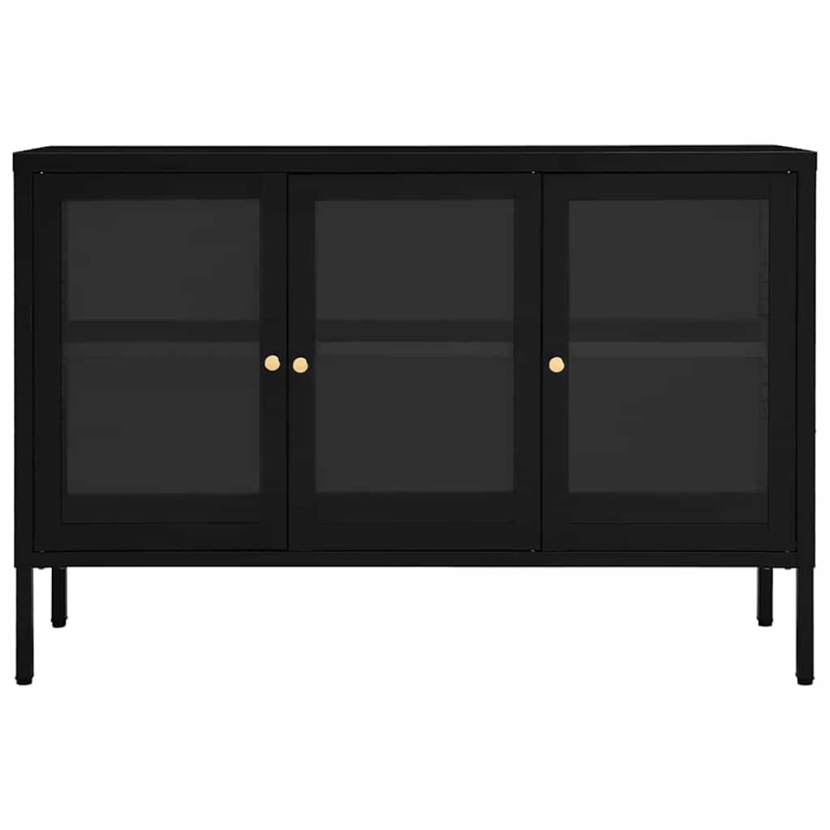 vidaXL Μπουφές Μαύρος 105 x 35 x 70 εκ. από Ατσάλι και Γυαλί