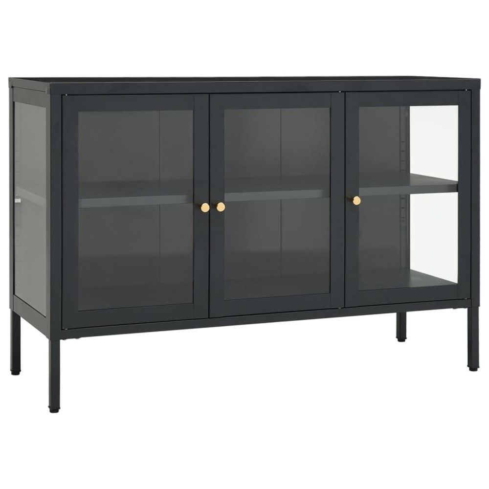 vidaXL Μπουφές Ανθρακί 105 x 35 x 70 εκ. από Ατσάλι και Γυαλί