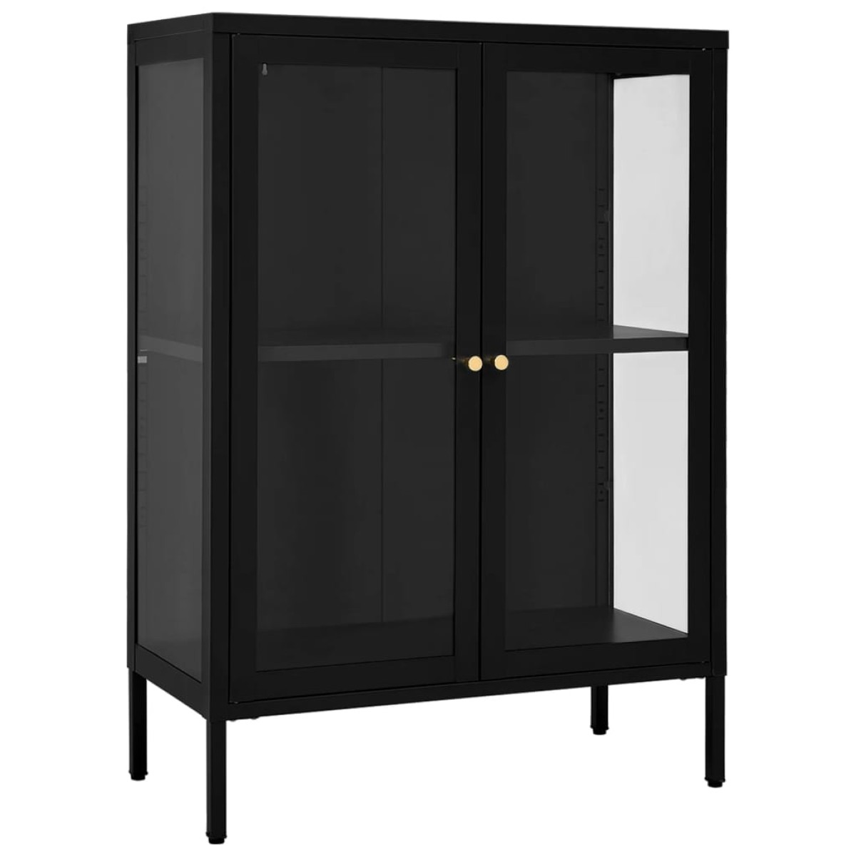 vidaXL Μπουφές Μαύρος 75 x 35 x 105 εκ. από Ατσάλι και Γυαλί