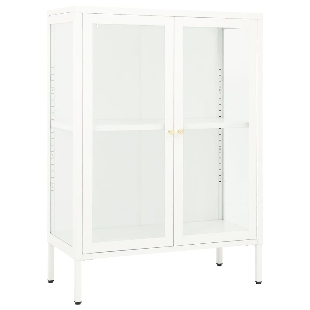 vidaXL Μπουφές Λευκός 75 x 35 x 105 εκ. από Ατσάλι και Γυαλί