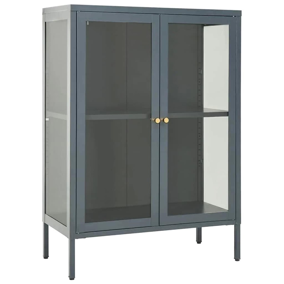 vidaXL Μπουφές Ανθρακί 75 x 35 x 105 εκ. από Ατσάλι και Γυαλί
