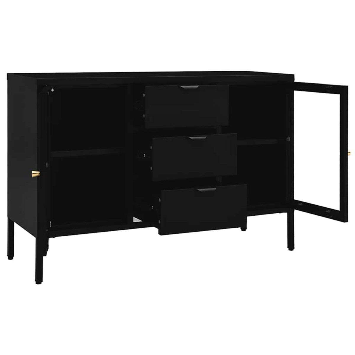 vidaXL Μπουφές Μαύρος 105 x 35 x 70 εκ. από Ατσάλι και Ψημένο Γυαλί