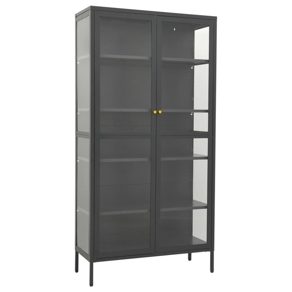 vidaXL Ντουλάπα Βιτρίνας Ανθρακί 90x40x180 εκ. Ατσάλι / Ψημένο Γυαλί