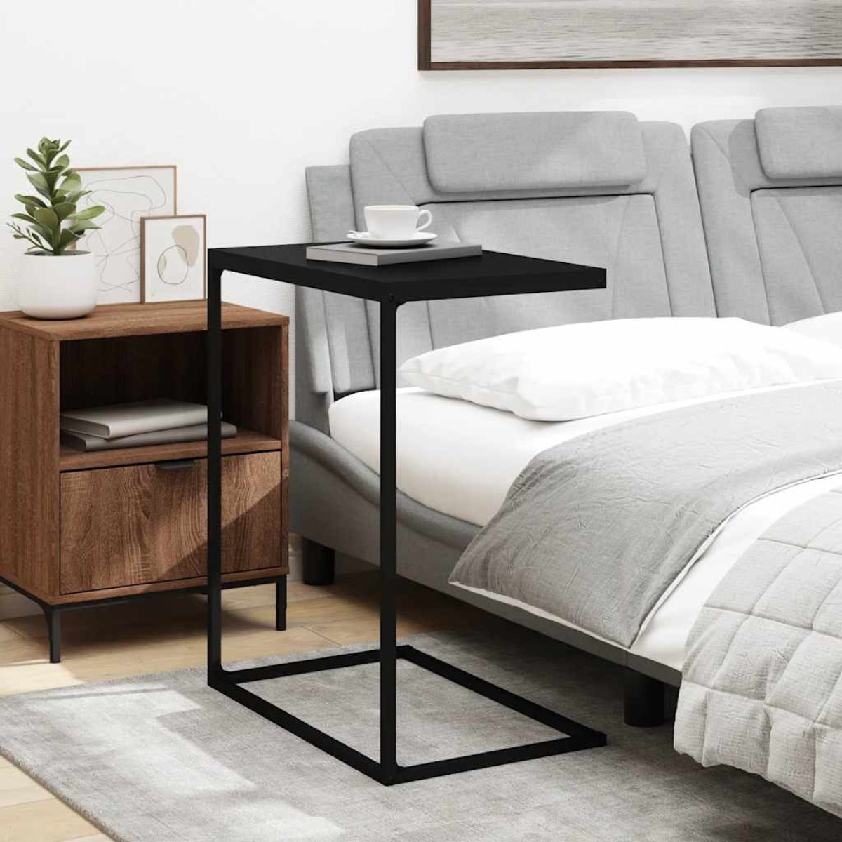 vidaXL Τραπέζι Βοηθητικό Μαύρο 55x35x66 εκ. από Επεξεργασμένο Ξύλο