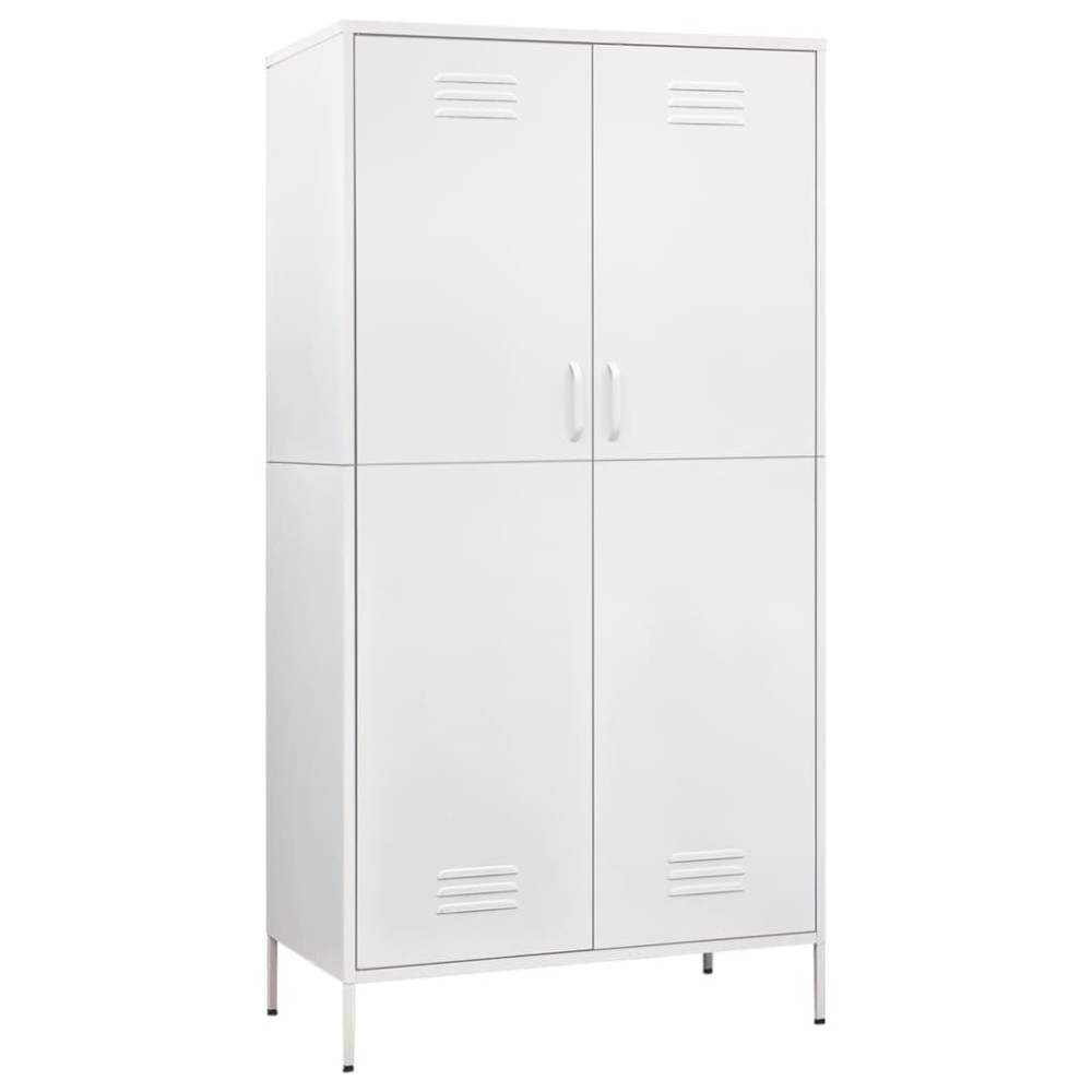 vidaXL Ντουλάπα Λευκή 90 x 50 x 180 εκ. από Ατσάλι
