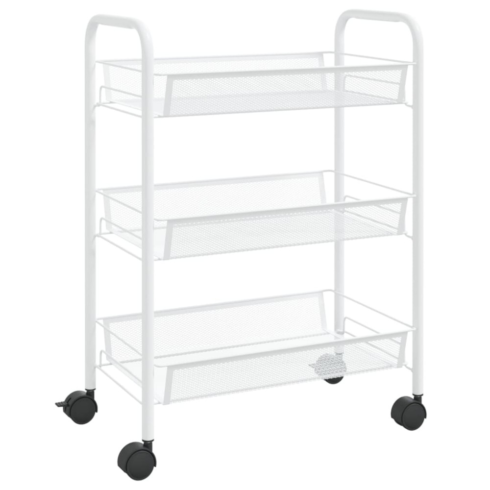 vidaXL Τρόλεϊ Κουζίνας 3 Επιπέδων Λευκό 46 x 26 x 64 εκ. Σιδερένιο
