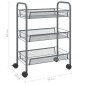 vidaXL Τρόλεϊ Κουζίνας 3 Επιπέδων Γκρι 46 x 26 x 64 εκ. Σιδερένιο