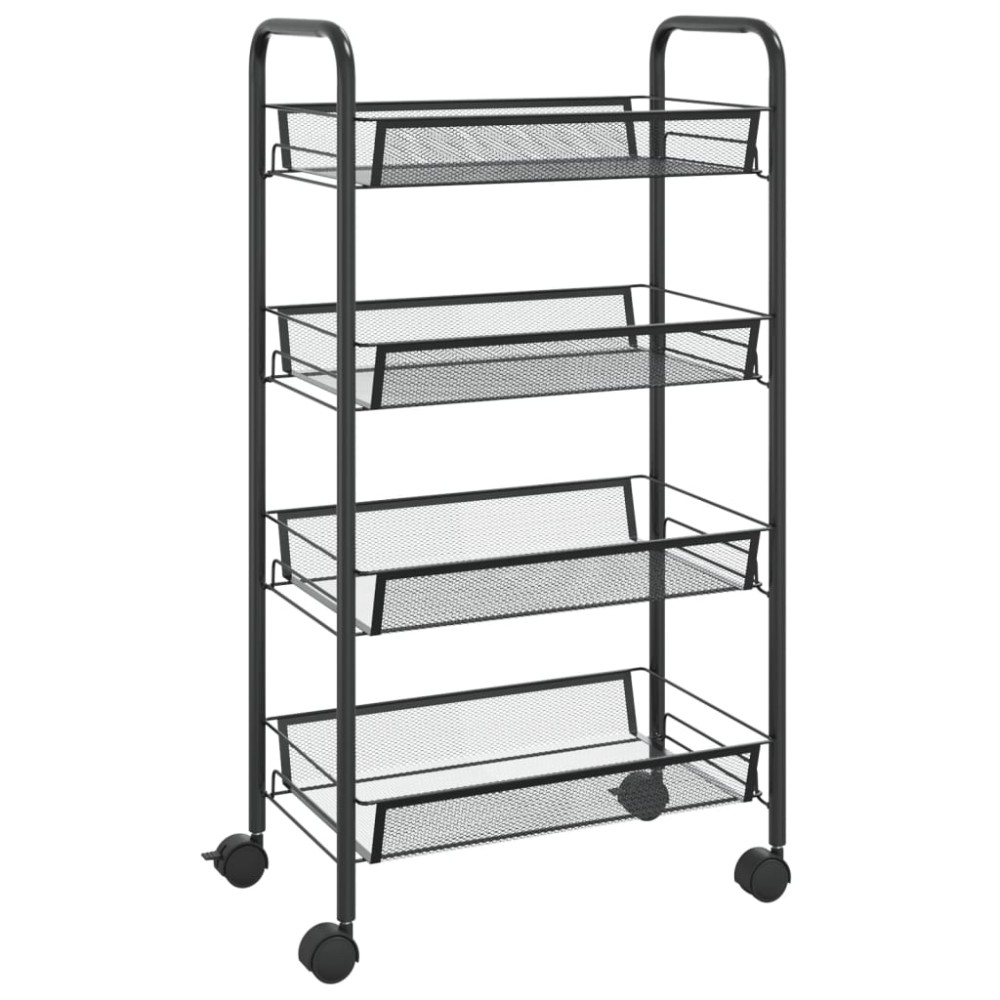 vidaXL Τρόλεϊ Κουζίνας 4 Επιπέδων Μαύρο 46 x 26 x 85 εκ. Σιδερένιο