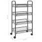 vidaXL Τρόλεϊ Κουζίνας 4 Επιπέδων Μαύρο 46 x 26 x 85 εκ. Σιδερένιο