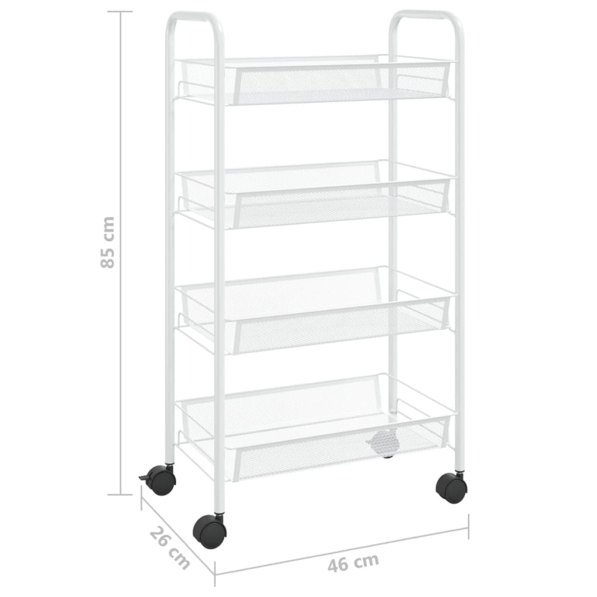 vidaXL Τρόλεϊ Κουζίνας 4 Επιπέδων Λευκό 46 x 26 x 85 εκ. Σιδερένιο