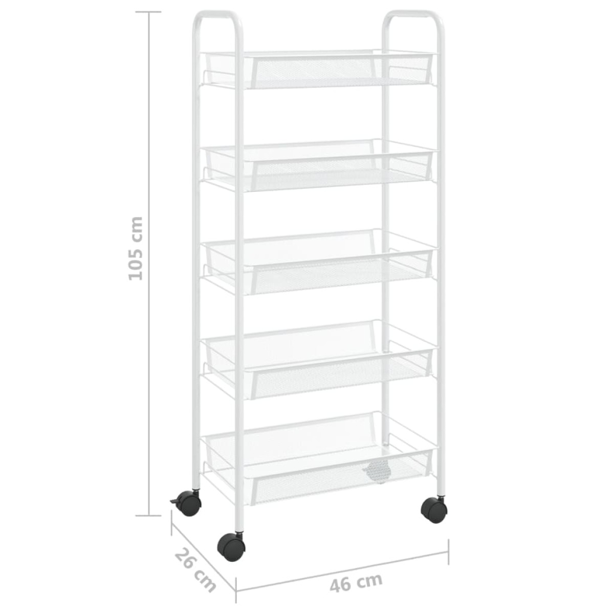 vidaXL Τρόλεϊ Κουζίνας 5 Επιπέδων Λευκό 46 x 26 x 105 εκ. Σιδερένιο