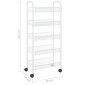 vidaXL Τρόλεϊ Κουζίνας 5 Επιπέδων Λευκό 46 x 26 x 105 εκ. Σιδερένιο