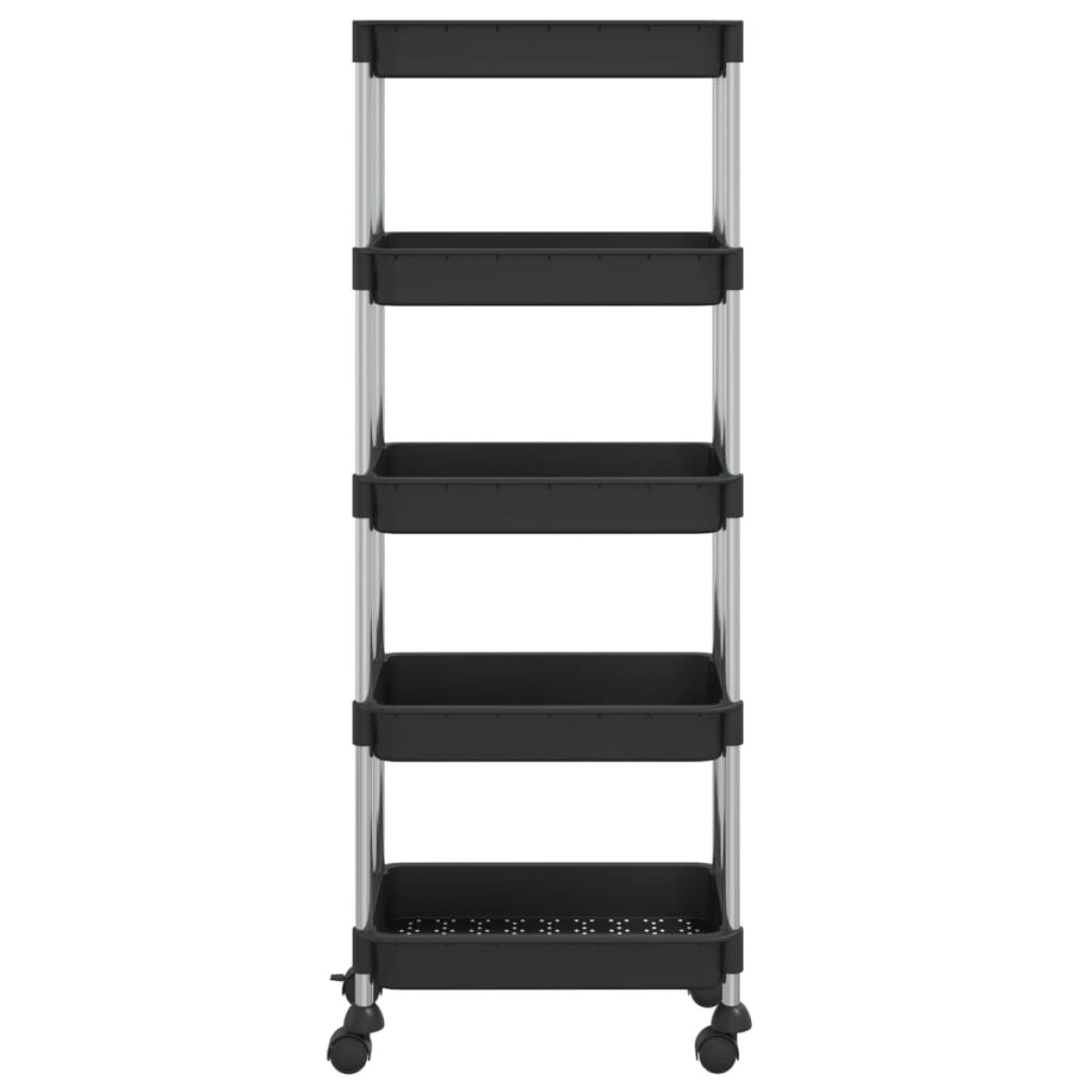 vidaXL Τρόλεϊ Κουζίνας 5 Επιπέδων Μαύρο 42 x 29 x 128 εκ. Σίδερο/ABS