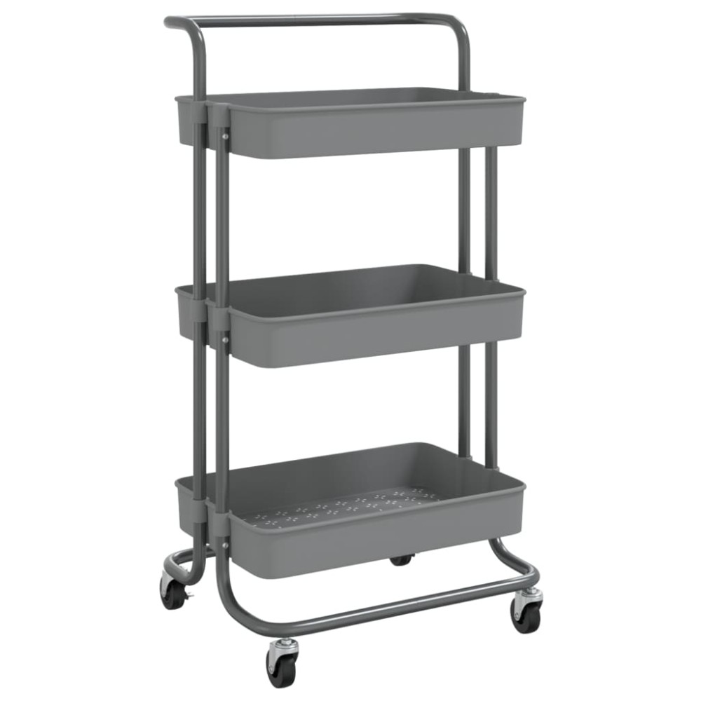 vidaXL Τρόλεϊ Κουζίνας 3 Επιπέδων Γκρι 42 x 35 x 85 εκ. Σίδερο/ABS