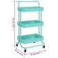 vidaXL Τρόλεϊ Κουζίνας 3 Επιπέδων Τιρκουάζ 42 x 35 x 85 εκ. Σίδερο/ABS
