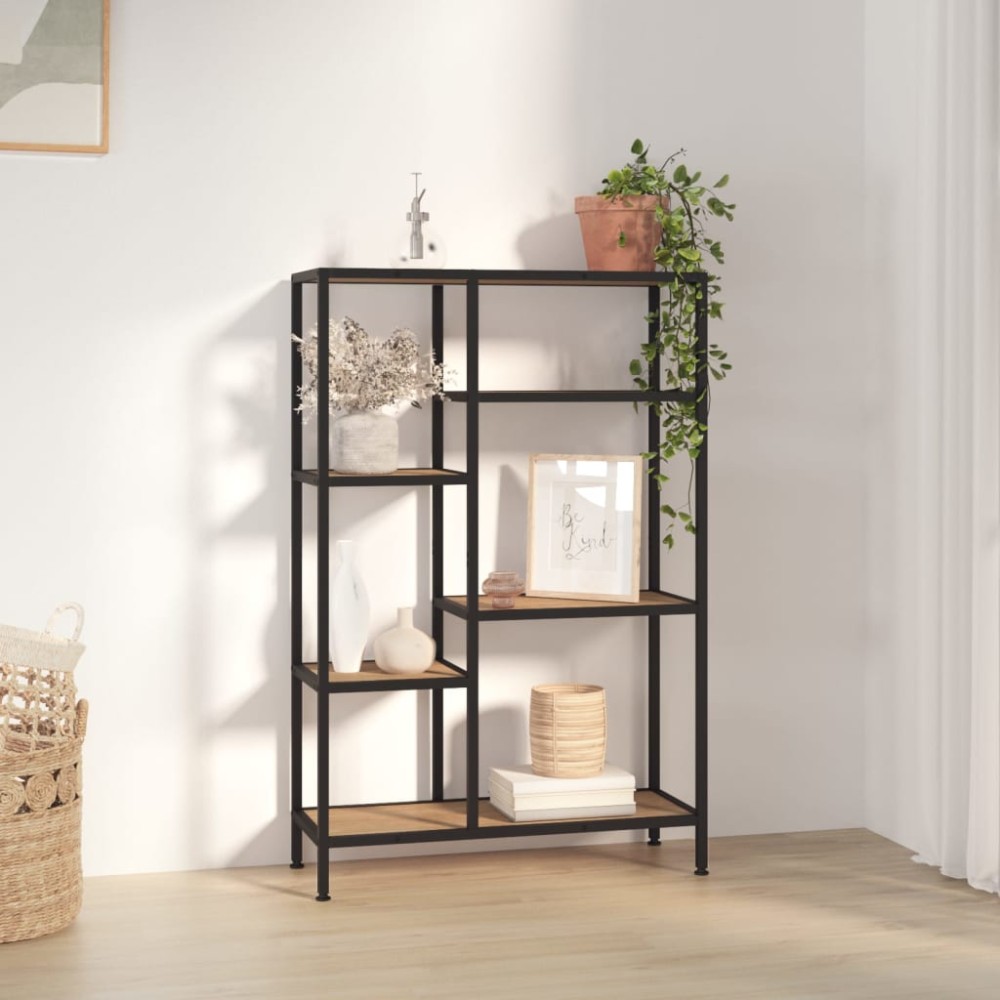 vidaXL Βιβλιοθήκη 80 x 30 x 120 εκ. από Ατσάλι και Επεξεργασμένο Ξύλο