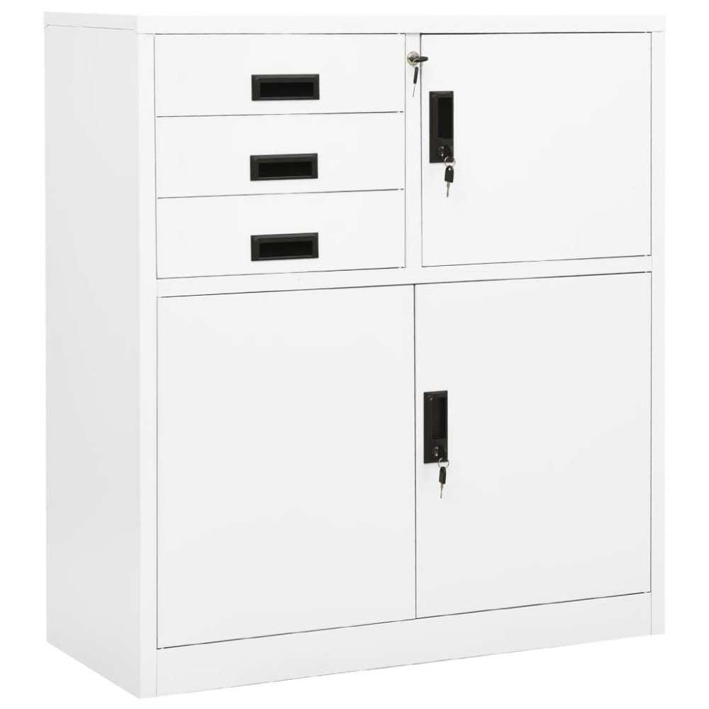 vidaXL Ντουλάπα Γραφείου Λευκή 90 x 40 x 102 εκ. Ατσάλινη