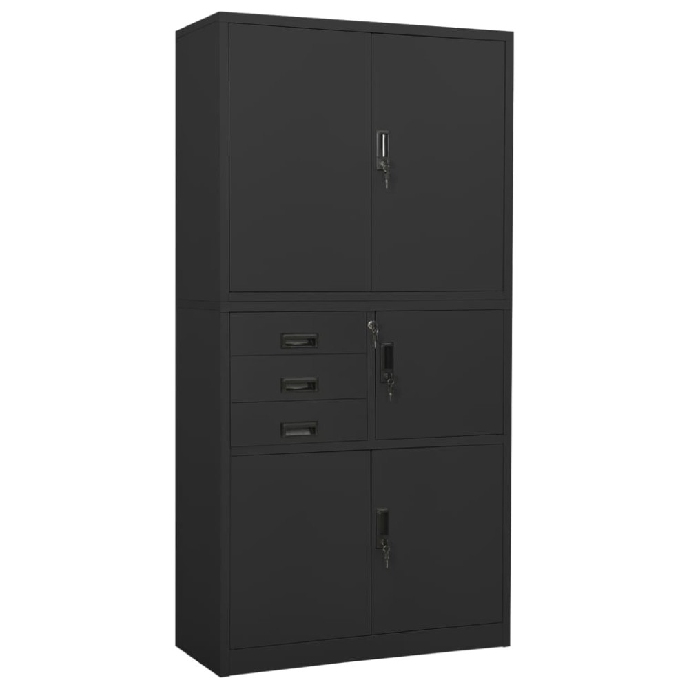vidaXL Ντουλάπα Γραφείου Ανθρακί 90 x 40 x 180 εκ. Ατσάλινη