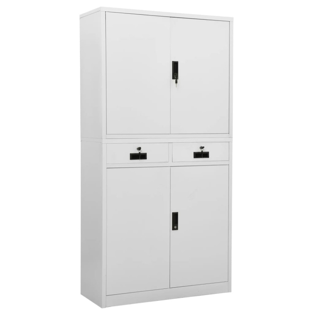 vidaXL Ντουλάπα Γραφείου Ανοιχτό Γκρι 90 x 40 x 180 εκ. Ατσάλινη