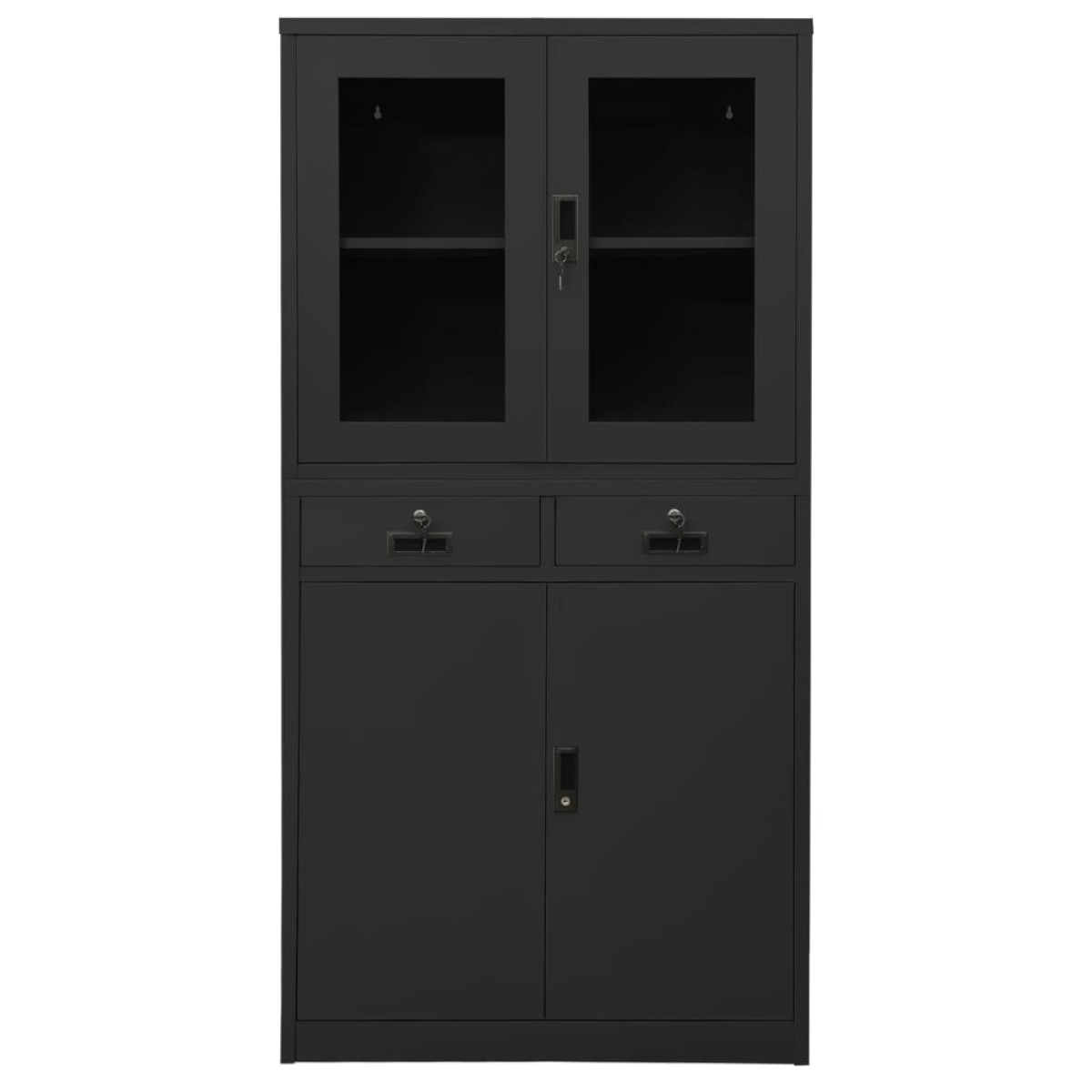 vidaXL Ντουλάπα Γραφείου Ανθρακί 90 x 40 x 180 εκ Ατσάλι/Ψημένο Γυαλί