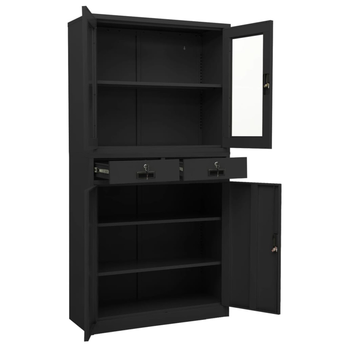 vidaXL Ντουλάπα Γραφείου Ανθρακί 90 x 40 x 180 εκ Ατσάλι/Ψημένο Γυαλί