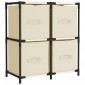 vidaXL Ντουλάπι με 4 Υφασμάτινα Καλάθια Κρεμ 63x30x71 εκ. από Ατσάλι