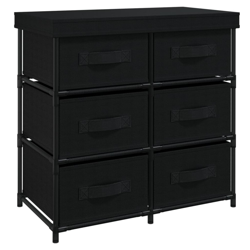 337257 vidaXL Ντουλάπι με 6 Συρτάρια Μαύρο 55x29x55 εκ. Ατσάλι