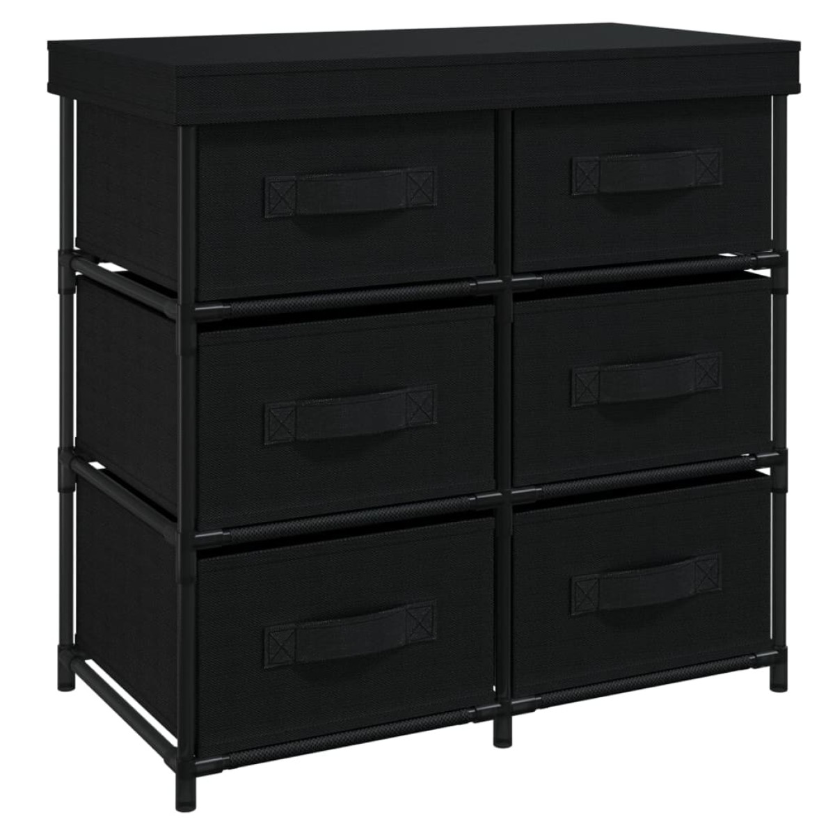 337257 vidaXL Ντουλάπι με 6 Συρτάρια Μαύρο 55x29x55 εκ. Ατσάλι