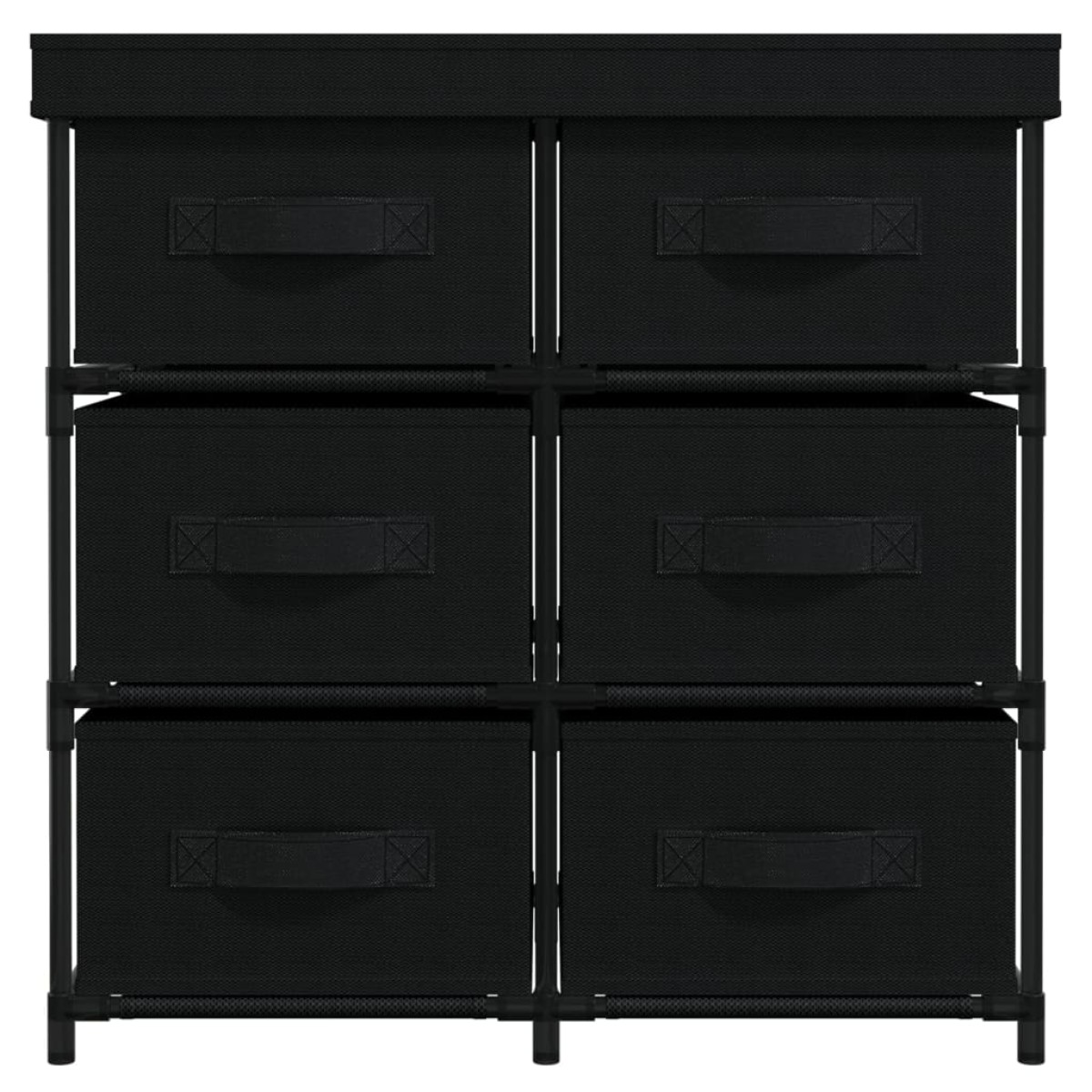 337257 vidaXL Ντουλάπι με 6 Συρτάρια Μαύρο 55x29x55 εκ. Ατσάλι