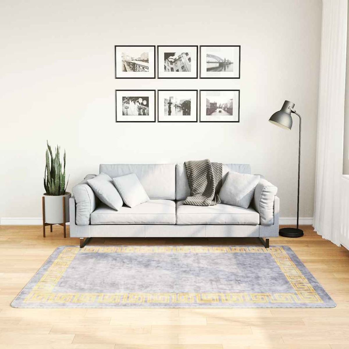 vidaXL Χαλί Πλενόμενο Αντιολισθητικό Γκρι 120 x 180 εκ.