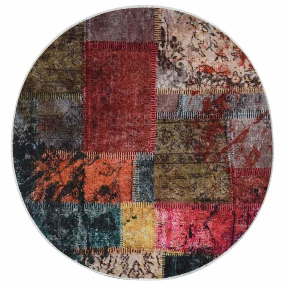 vidaXL Χαλί Πλενόμενο Πολύχρωμο Ø 120 εκ. Patchwork
