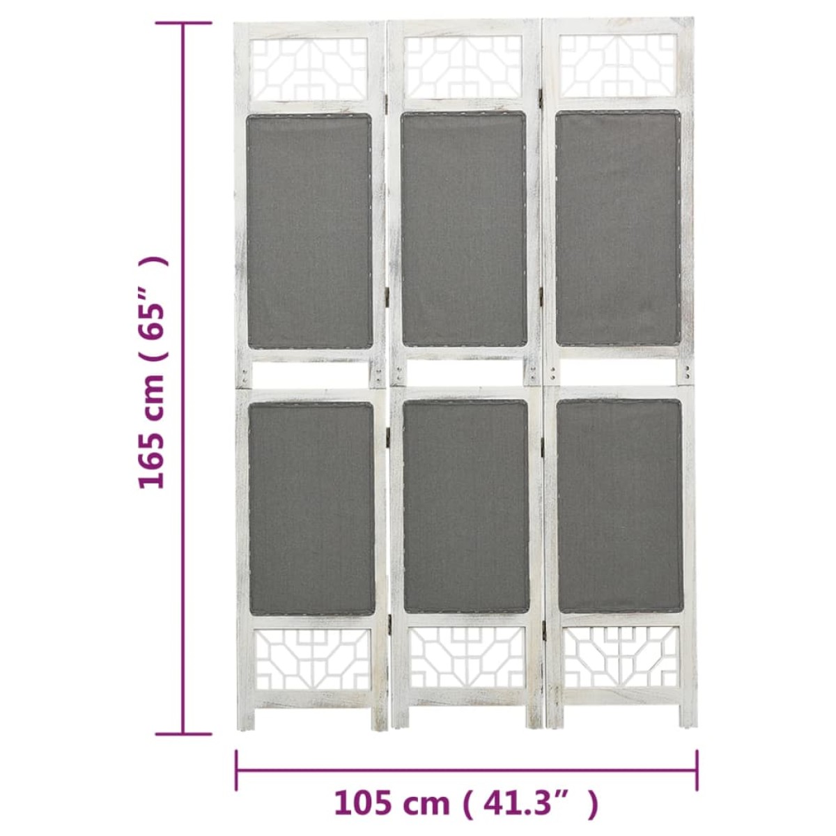 vidaXL Διαχωριστικό Δωματίου με 3 Πάνελ Γκρι 105 x 165 εκ. Υφασμάτινο