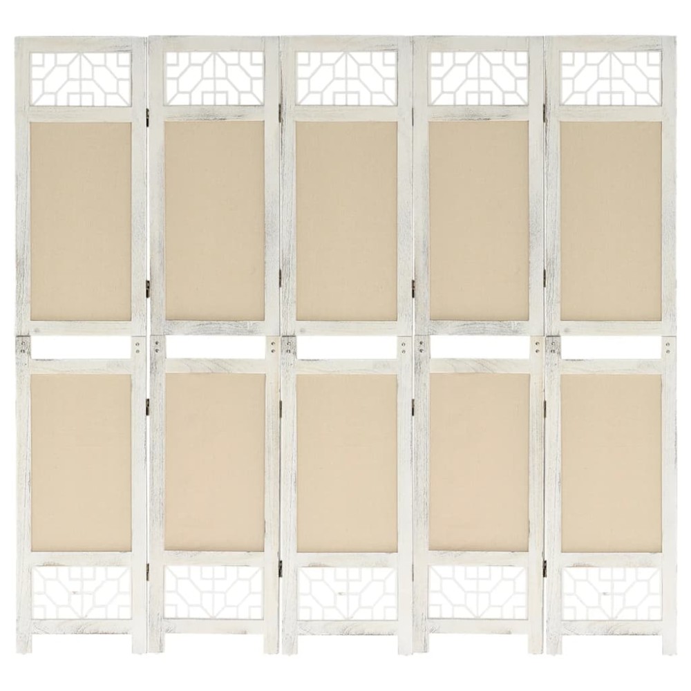 vidaXL Διαχωριστικό Δωματίου με 5 Πάνελ Κρεμ 175 x 165 εκ. Υφασμάτινο