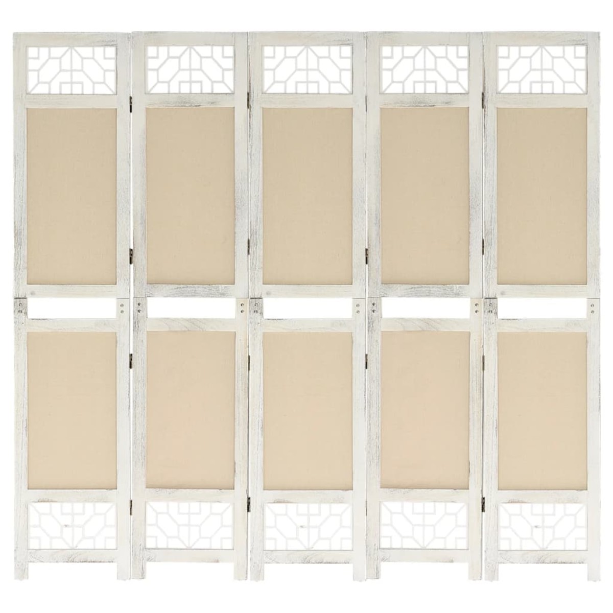 vidaXL Διαχωριστικό Δωματίου με 5 Πάνελ Κρεμ 175 x 165 εκ. Υφασμάτινο