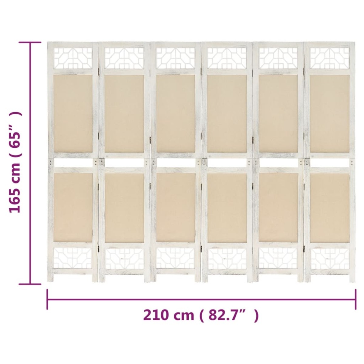 vidaXL Διαχωριστικό Δωματίου με 6 Πάνελ Κρεμ 210 x 165 εκ. Υφασμάτινο