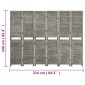 vidaXL Διαχωριστικό Δωματίου με 6 Πάνελ Γκρι 214 x 166 εκ. Μασίφ Ξύλο