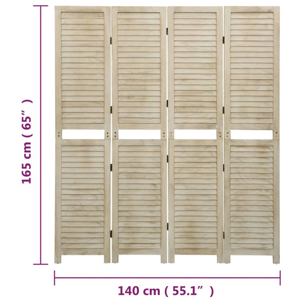 vidaXL Διαχωριστικό Χώρου με 4 Πάνελ 140x165 εκ. Μασίφ Ξύλο Παυλώνιας