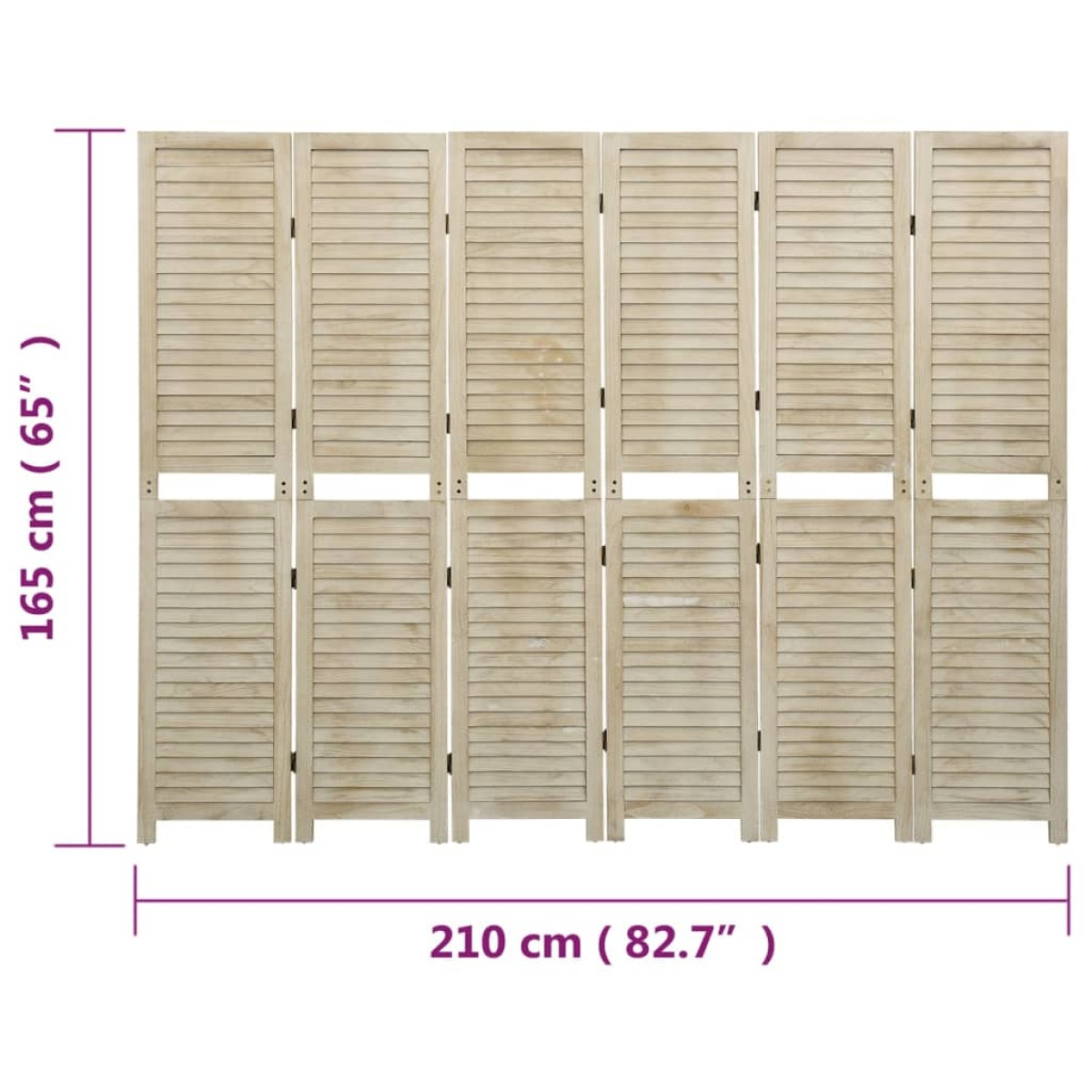 vidaXL Διαχωριστικό Χώρου με 6 Πάνελ 210x165 εκ. Μασίφ Ξύλο Παυλώνιας