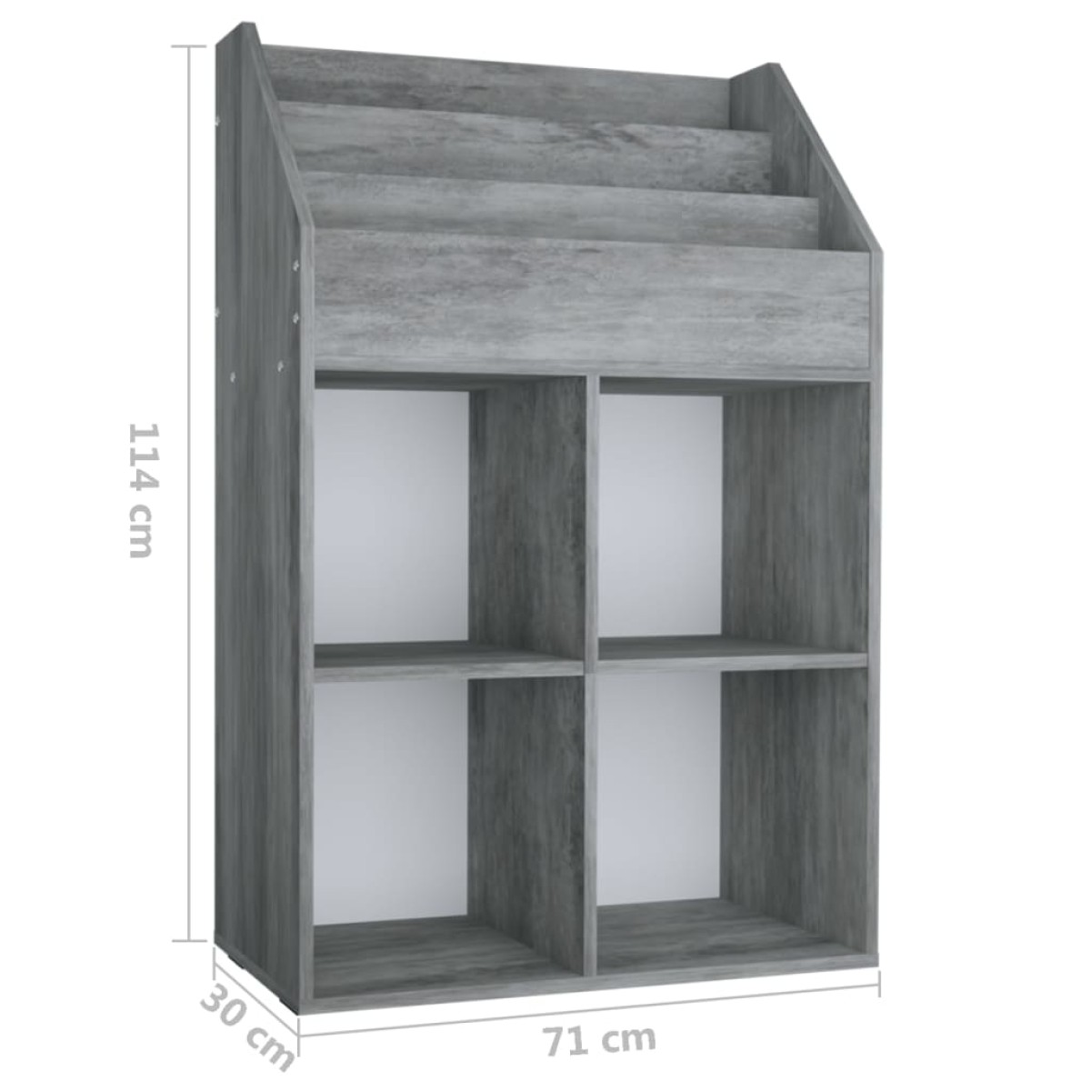 vidaXL Παιδική Ραφιέρα Περιοδικών Γκρι Σκυρ. 71x30x114 εκ. Μοριοσανίδα
