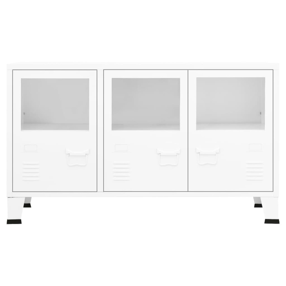 vidaXL Μπουφές Βιομηχανικό Στιλ Λευκός 105x35x62 εκ. Μέταλλο / Γυαλί