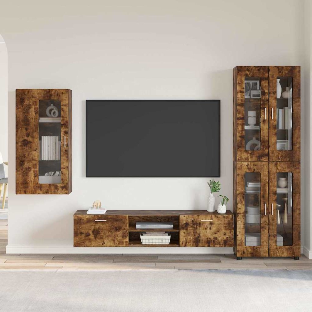 vidaXL Σετ επίπλου τηλεόρασης με συρτάρι FLORIN 3 pcs Καπνιστό Δρύς