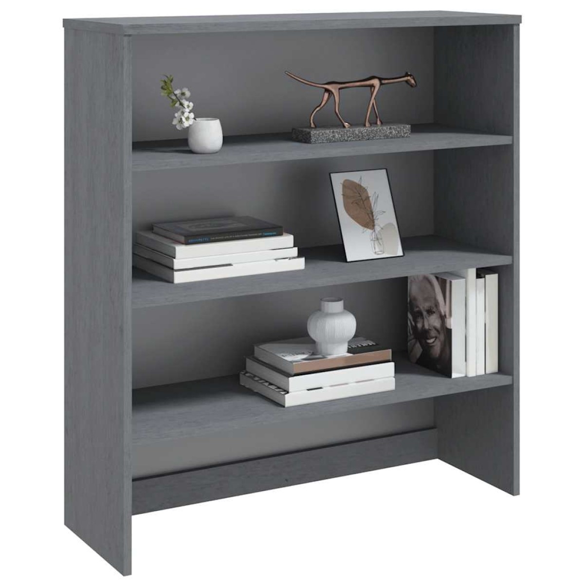 vidaXL Πάνω Μέρος Ντουλαπιού HAMAR Γκρι 90x30x100 εκ. Μασίφ Πεύκο