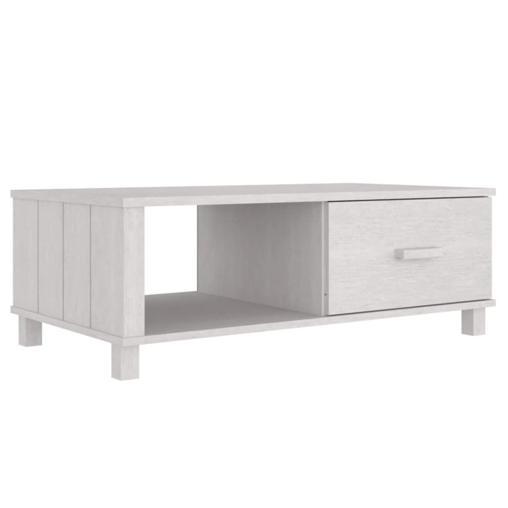 vidaXL Τραπεζάκι Σαλονιού HAMAR Λευκό 100x55x35 εκ. Μασίφ Ξύλο Πεύκου