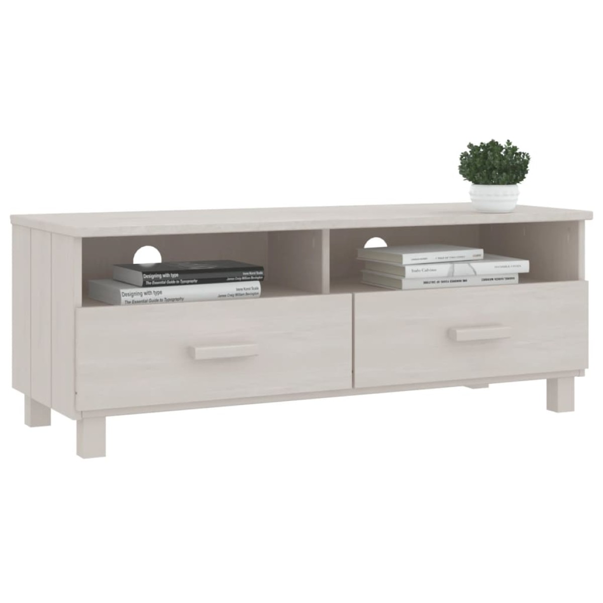 vidaXL Έπιπλο Τηλεόρασης HAMAR Λευκό 106x40x80 εκ. Μασίφ Ξύλο Πεύκου