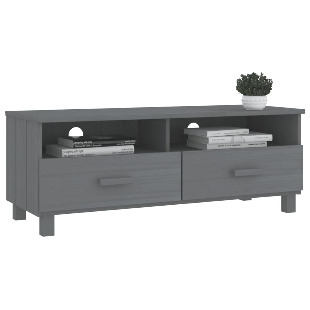 vidaXL Έπιπλο Τηλεόρασης HAMAR Σκ. Γκρι 106x40x40εκ. Μασίφ Ξύλο Πεύκου