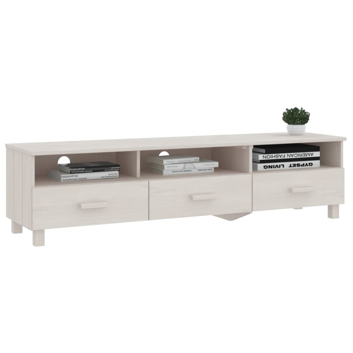 vidaXL Έπιπλο Τηλεόρασης HAMAR Λευκό 158x40x40 εκ. Μασίφ Ξύλο Πεύκου
