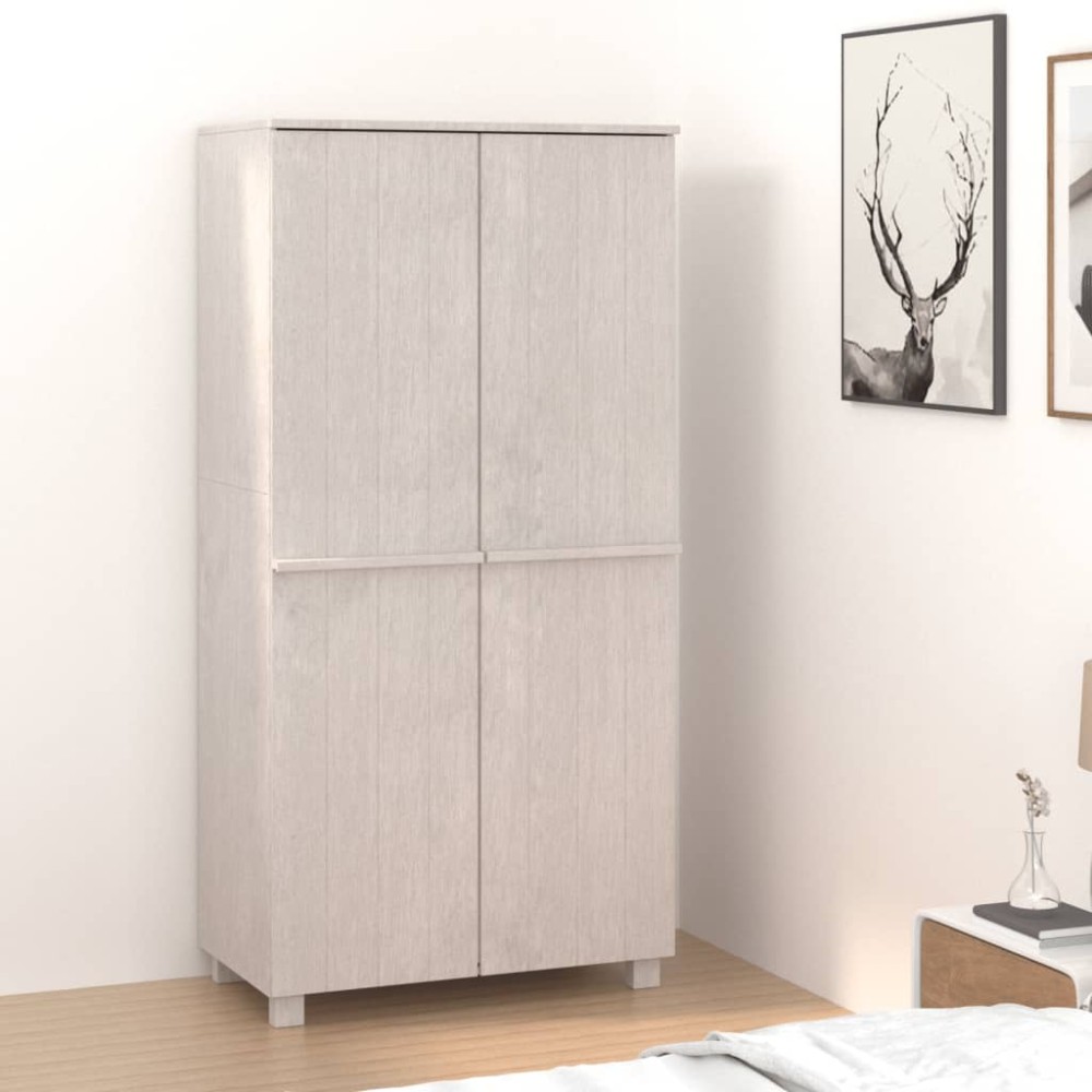 vidaXL Ντουλάπα HAMAR Λευκό 89 x 50 x 180 εκ. από Μασίφ Ξύλο Πεύκου
