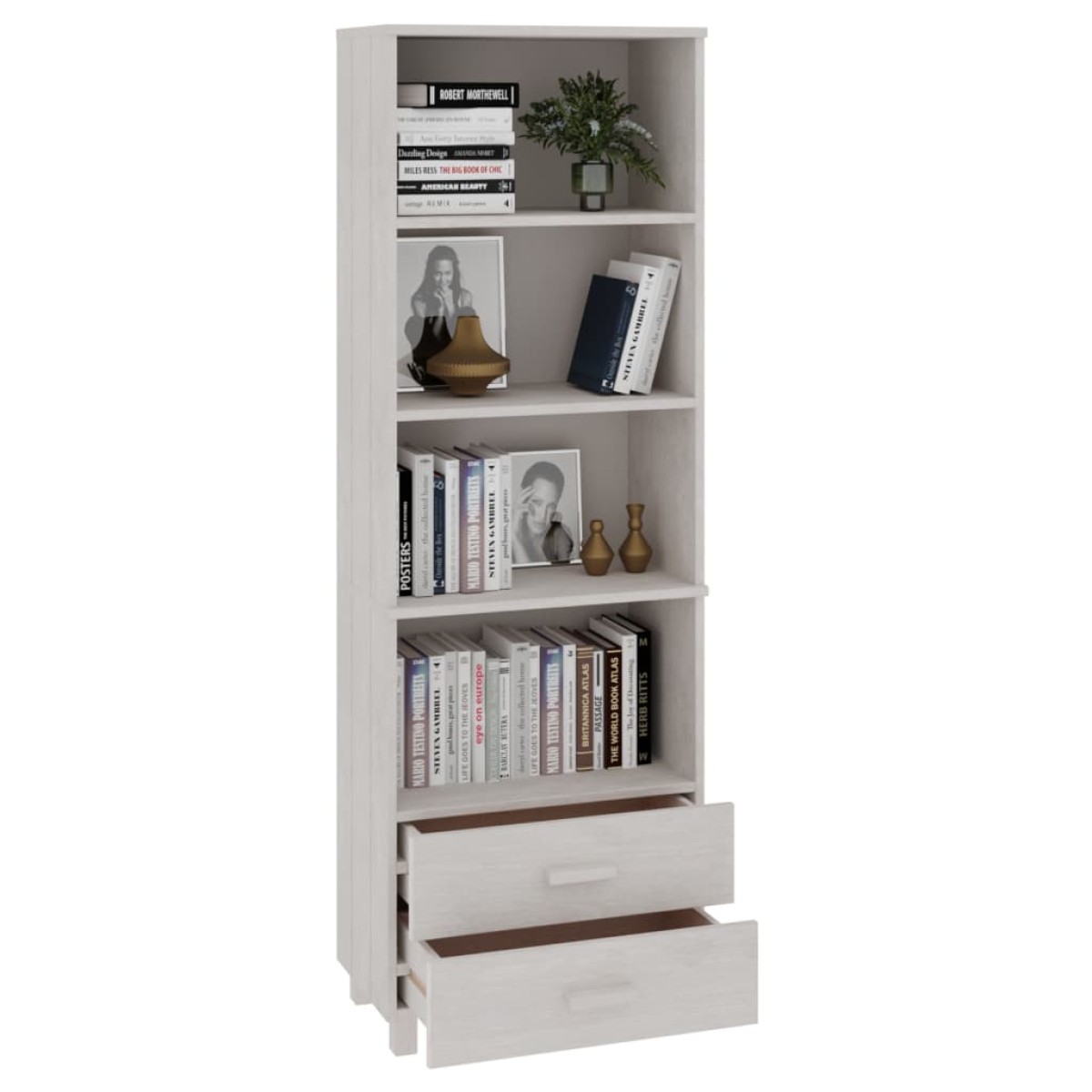 vidaXL Ραφιέρα HAMAR Λευκή 60 x 35 x 180 εκ. από Μασίφ Ξύλο Πεύκου